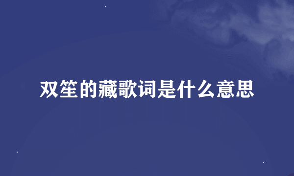 双笙的藏歌词是什么意思