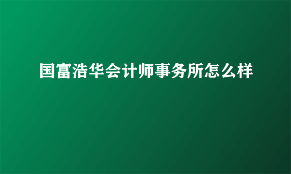 国富浩华会计师事务所怎么样