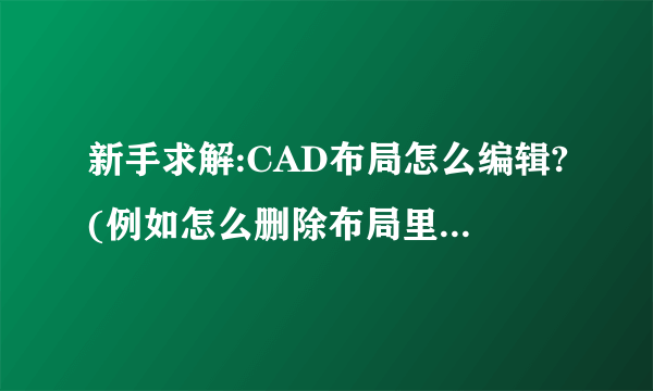 新手求解:CAD布局怎么编辑?(例如怎么删除布局里不需要的图形)请详解.