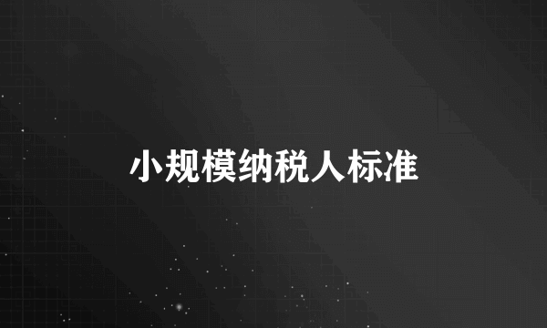 小规模纳税人标准