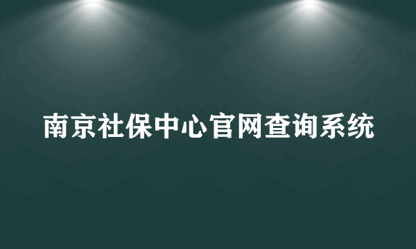 南京社保中心官网查询系统