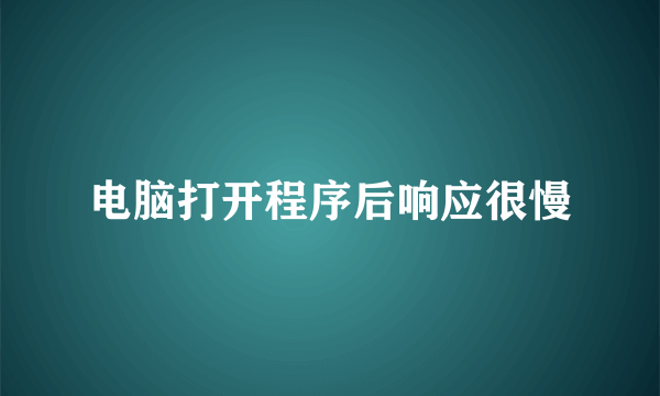 电脑打开程序后响应很慢