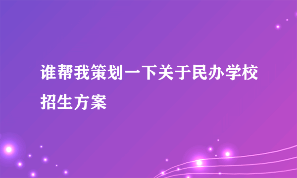 谁帮我策划一下关于民办学校招生方案