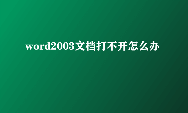 word2003文档打不开怎么办