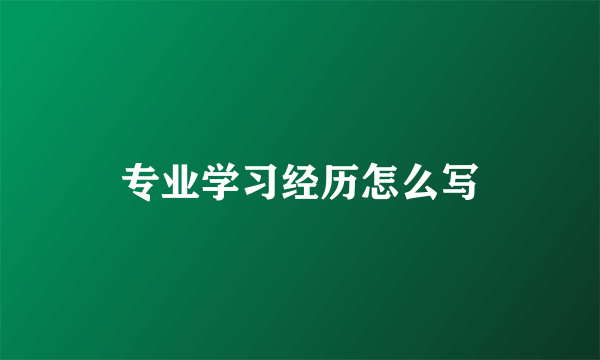 专业学习经历怎么写