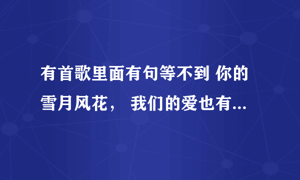 有首歌里面有句等不到 你的雪月风花， 我们的爱也有时差问下这首歌的名字叫啥？