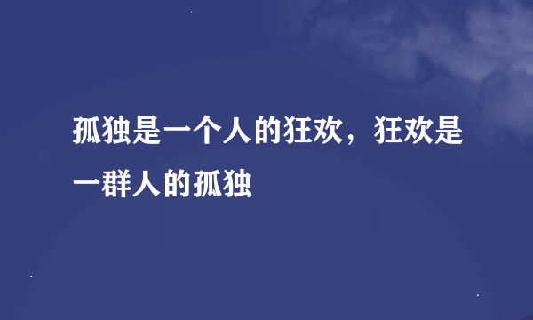 孤独是一个人的狂欢，狂欢是一群人的孤独