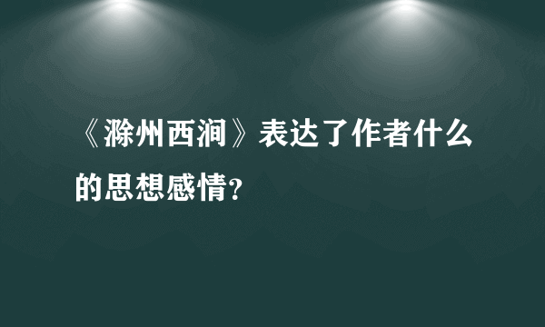 《滁州西涧》表达了作者什么的思想感情？